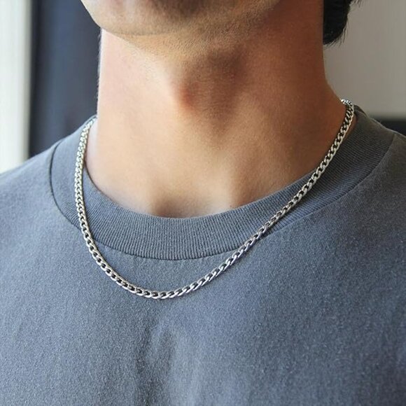 NEW! Cuban Chain for Men 5mm Stainless Steel Men's Silver Chain Diamond Cut - Picture 1 of 4
